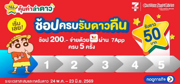 ภารกิจพิชิตรางวัล ช้อปครบรับดาวคืน